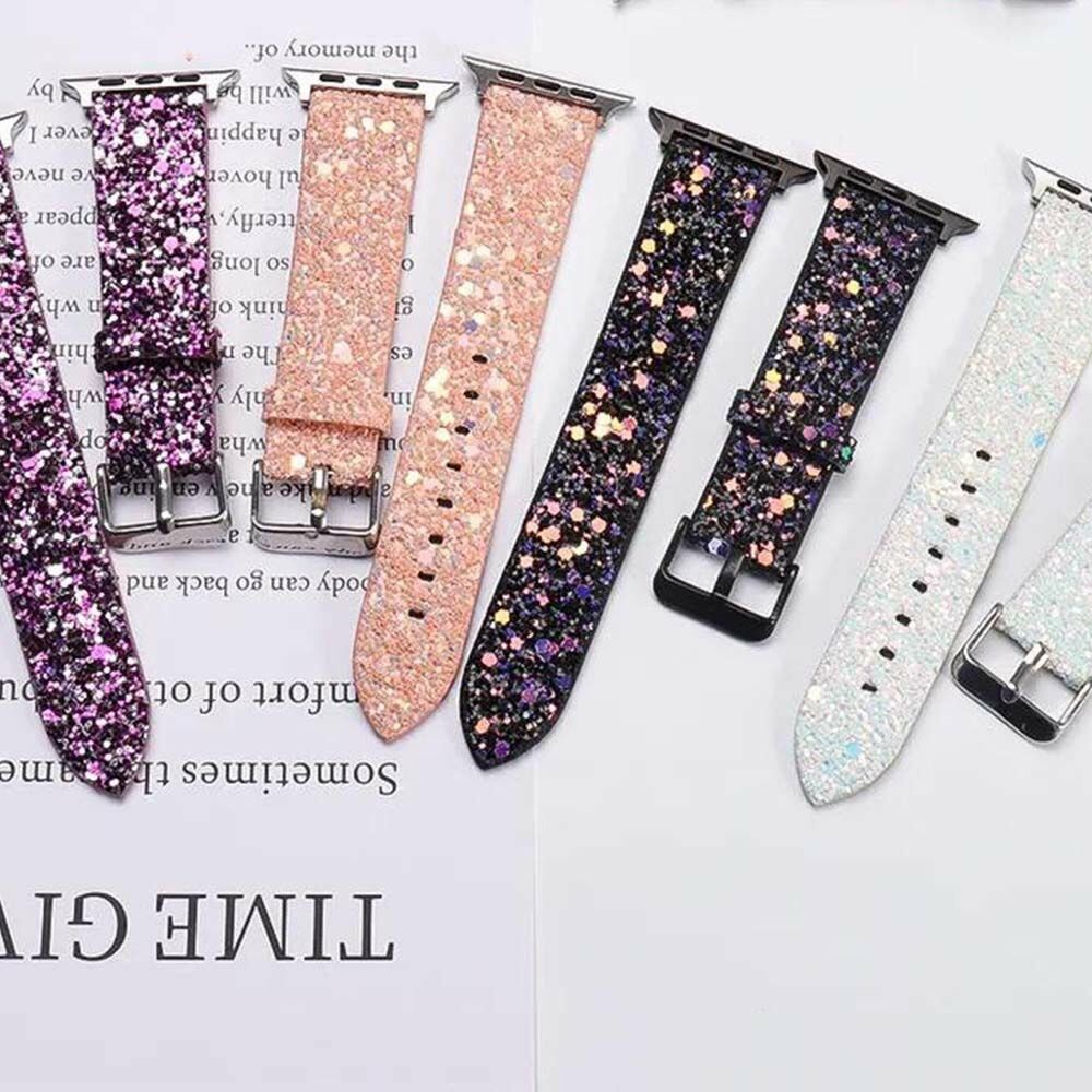 Apple Watch 38-40-41mm Glit Simli Deri Kordon