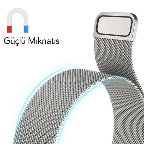 Samsung Galaxy Fit3 Milanese Metal Hasır Mıknatıslı Kordon