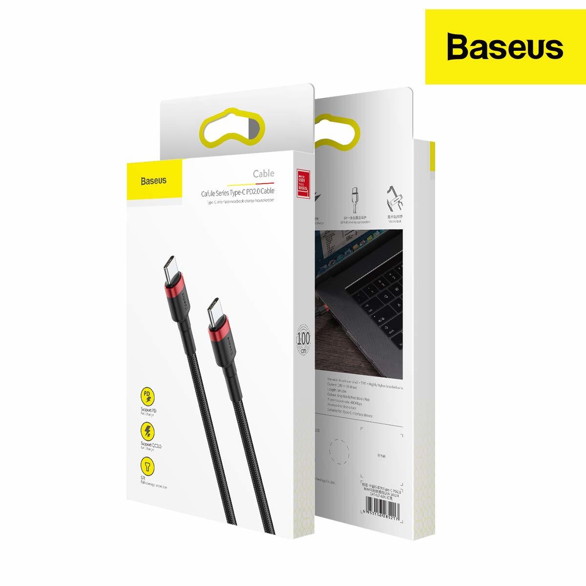 Baseus Type-C to Type-C Cafule QC 2.0 Hızlı Şarj Kablosu  2M (200 cm) Füme