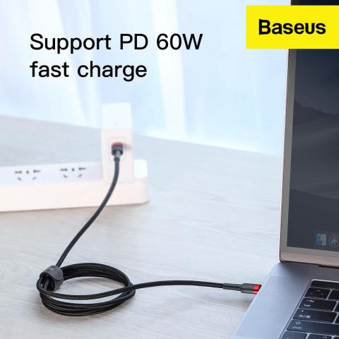 Baseus Type-C to Type-C Cafule QC 2.0 Hızlı Şarj Kablosu  2M (200 cm) Füme