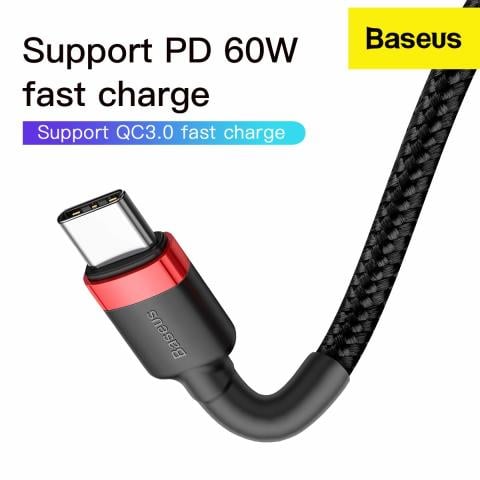 Baseus Type-C to Type-C Cafule QC 2.0 Hızlı Şarj Kablosu  2M (200 cm) Füme