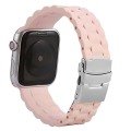Apple Watch 38/40/41mm 3B Baklalı Silikon Metal Klipsli Kordon Pembe
