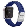 Apple Watch 45/44/42mm 3B Baklalı Silikon Metal Klipsli Kordon Lacivert