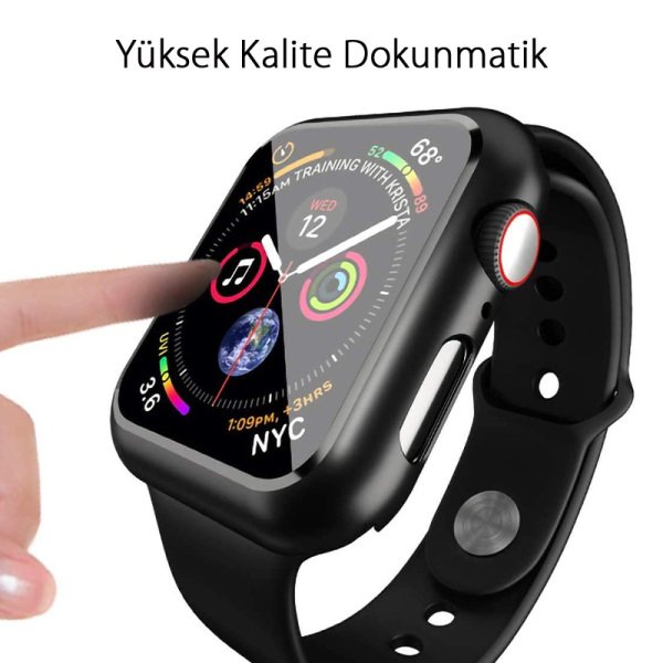 Apple Watch 42mm Mat 360 Mat Kasa Ekran Koruyucu Siyah