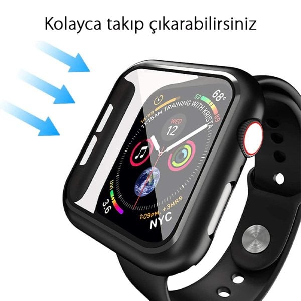 Apple Watch 42mm Mat 360 Mat Kasa Ekran Koruyucu Siyah