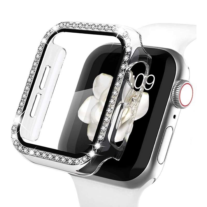 Apple Watch 44mm Diamon Taşlı Parlak Ekran Koruyucu Kasa Şeffaf