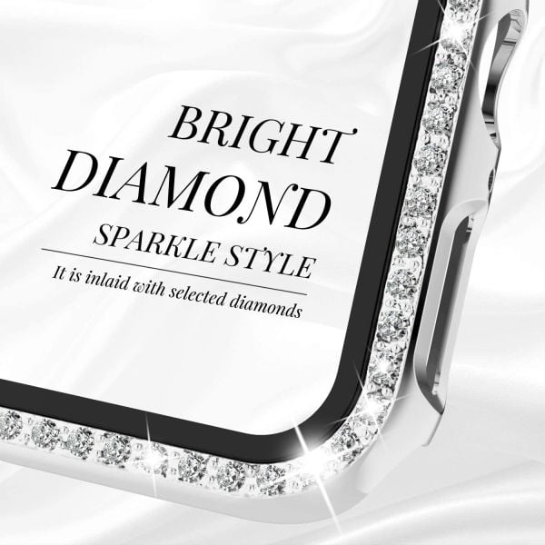 Apple Watch 42mm Diamon Taşlı Parlak Ekran Koruyucu Kasa Gold