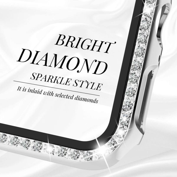 Apple Watch 38mm Diamon Taşlı Parlak Ekran Koruyucu Kasa Gold