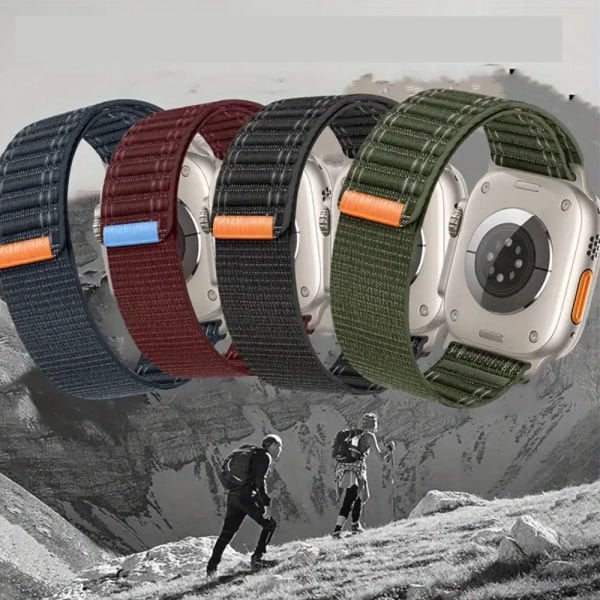 Apple Watch 44-45-46-49mm STR-18 Bakla Hasır Cırt Dokuma Kordon