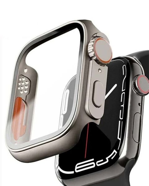 Apple Watch 44mm Watch Ultra Görünümlü Kasa Dönüştürücü Ekran Koruyucu Kasa Titanyum