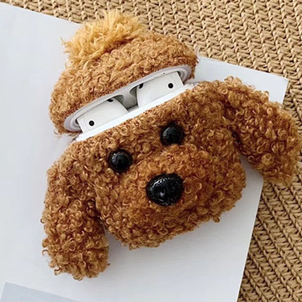 Airpods Peluş Kılıf Fluffy Dog Design Kahverengi - AirPods 3