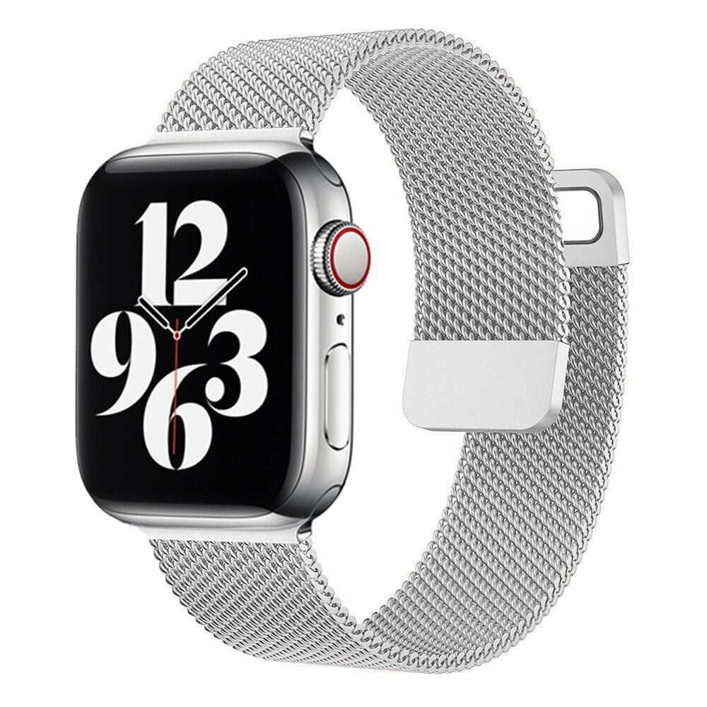 Apple Watch 42-44-45-49mm Milan Metal Hasır Kordon Gümüş
