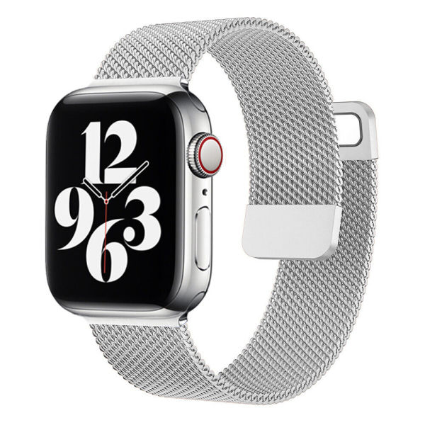 Apple Watch 42-44-45-49mm Milan Metal Hasır Kordon Gümüş
