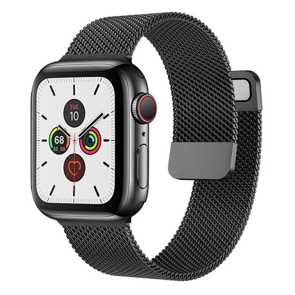 Apple Watch 42-44-45-49mm Milan Metal Hasır Kordon Siyah