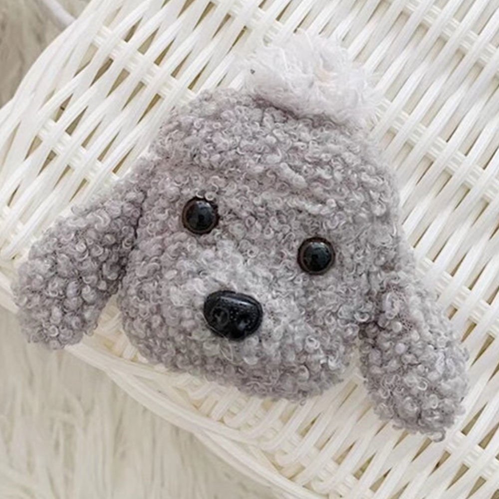 Airpods Peluş Kılıf Fluffy Dog Design Gri - AirPods PRO 2 / PRO