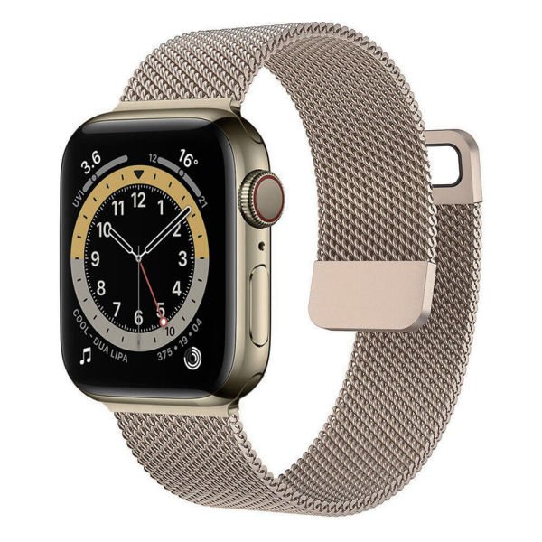 Apple Watch 42-44-45-49mm Milan Metal Hasır Kordon Gold
