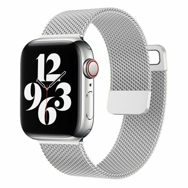 Apple Watch 38-40-41mm Milan Metal Hasır Kordon Gümüş