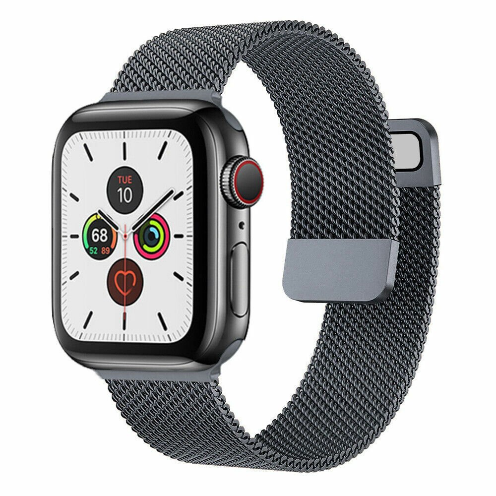 Apple Watch 38-40-41mm Milan Metal Hasır Kordon Koyu Gri