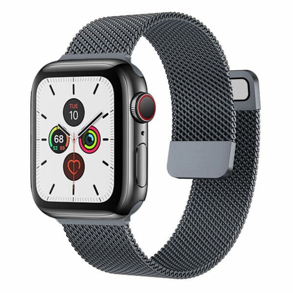 Apple Watch 38-40-41mm Milan Metal Hasır Kordon Koyu Gri