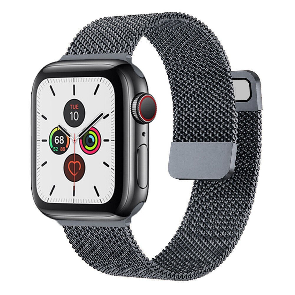 Apple Watch 42-44-45-49mm Milan Metal Hasır Kordon Koyu Gri