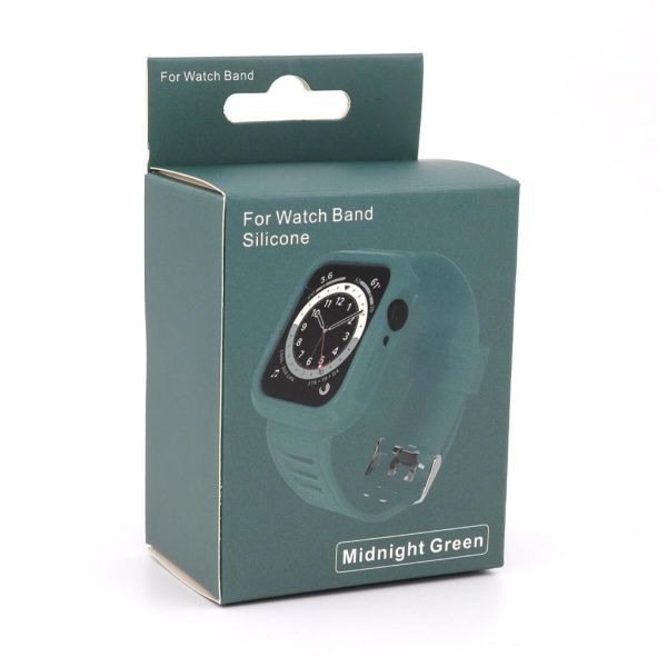 Apple Watch 45-44-42mm Kasalı Silikon Full  Kordon Yeşil