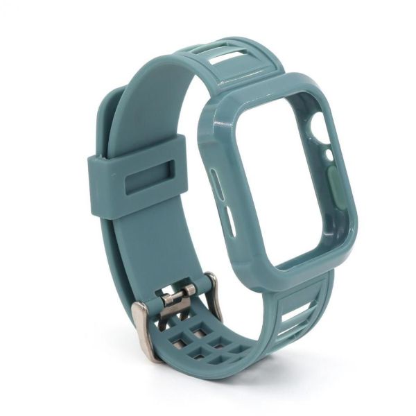 Apple Watch 45-44-42mm Kasalı Silikon Full  Kordon Yeşil