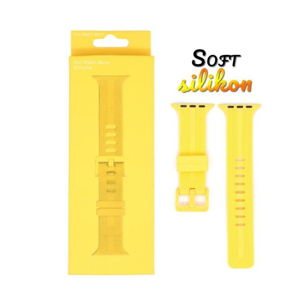Apple Watch 49-45-44-42mm BOX Band Silikon Kordon Sarı