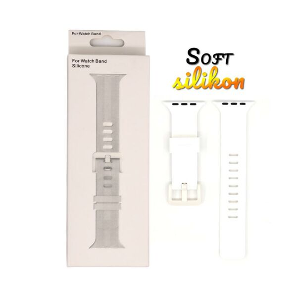 Apple Watch 49-45-44-42mm BOX Band Silikon Kordon Beyaz