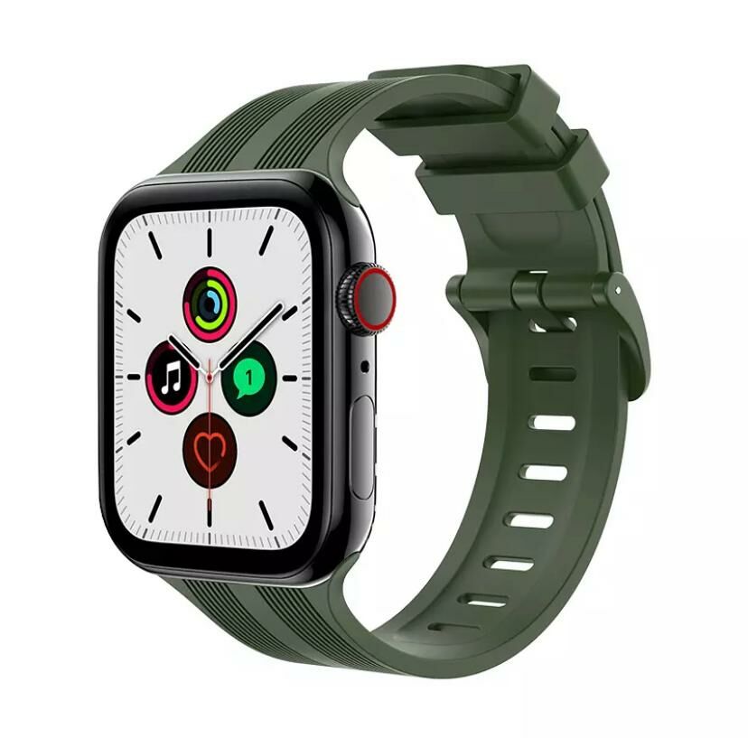 Apple Watch 49-45-44-42mm BOX Band Silikon Kordon Koyu Yeşil