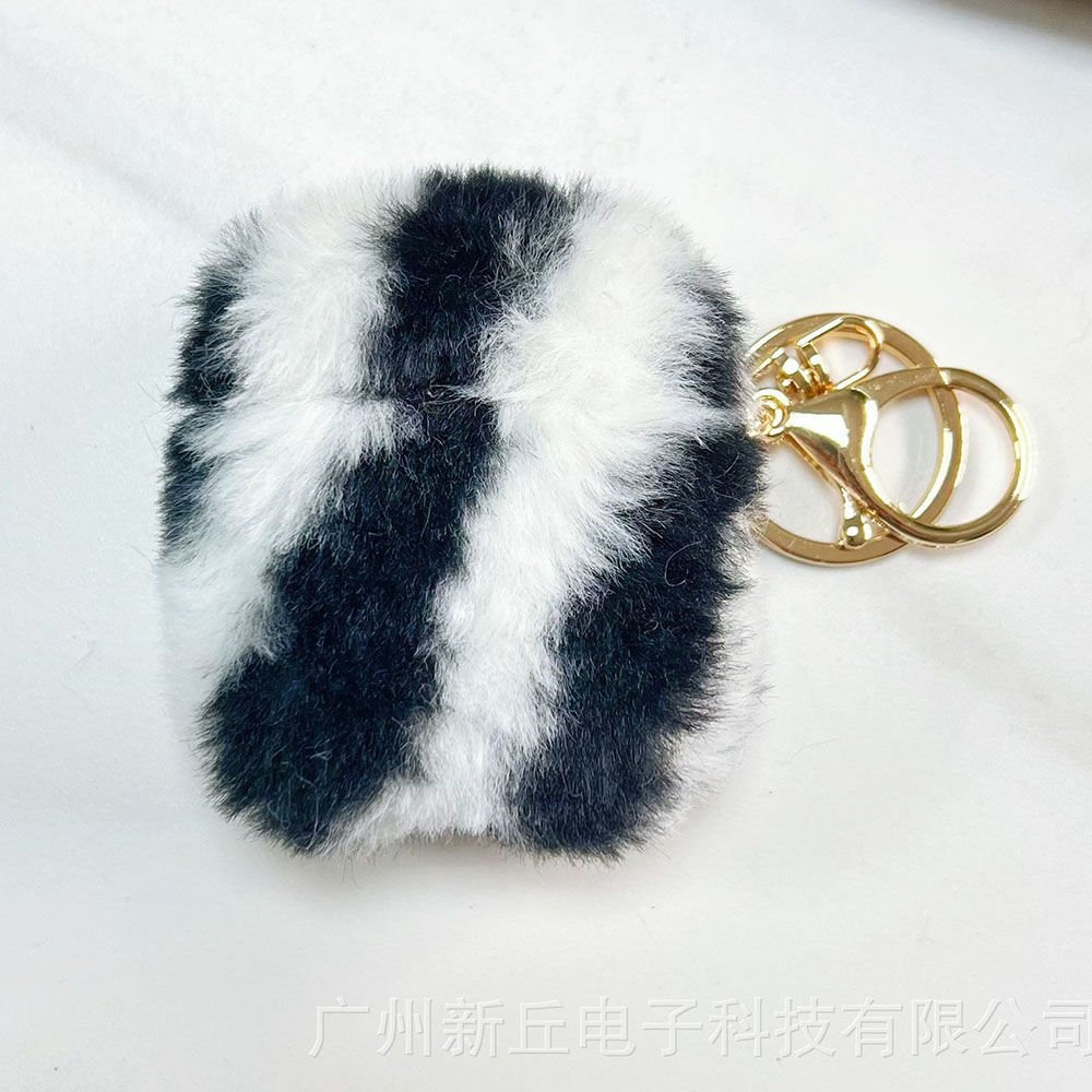 Airpods Peluş Leopar Kılıf Beyaz - AirPods 3