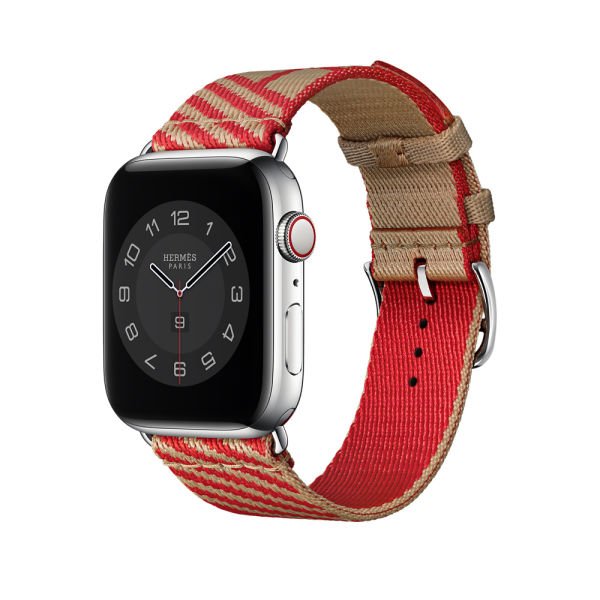 Apple Watch 49-45-44-42mm Hermes Örgü Dokuma Kordon Saman - Kırmızı