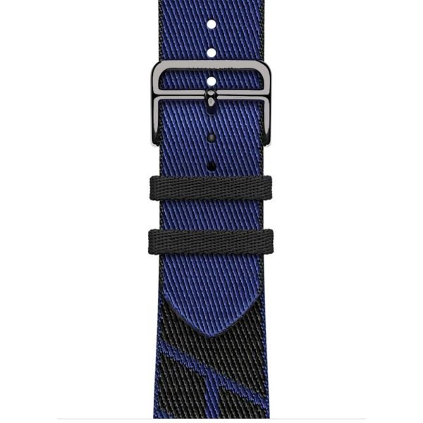 Apple Watch 49-45-44-42mm Hermes Örgü Dokuma Kordon Siyah - Lacivert