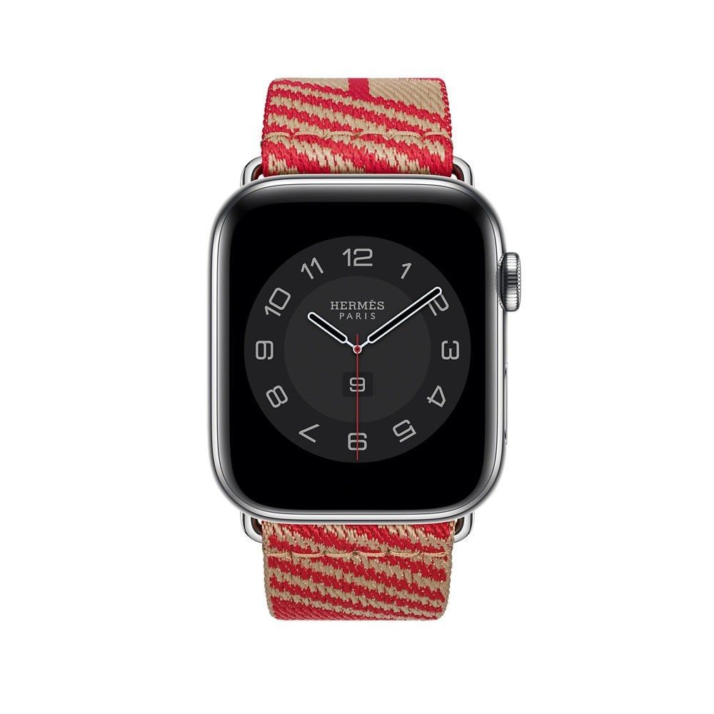 Apple Watch 38-40-41mm Hermes Örgü Dokuma Kordon Saman - Kırmızı