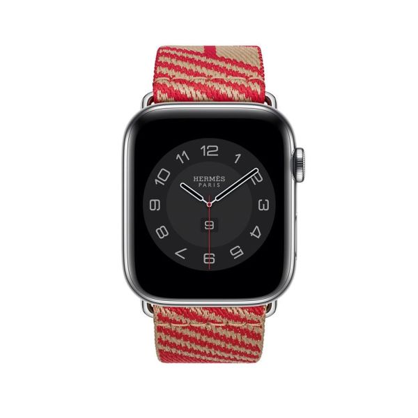 Apple Watch 38-40-41mm Hermes Örgü Dokuma Kordon Saman - Kırmızı