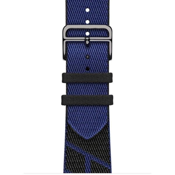 Apple Watch 38-40-41mm Hermes Örgü Dokuma Kordon Siyah - Lacivert
