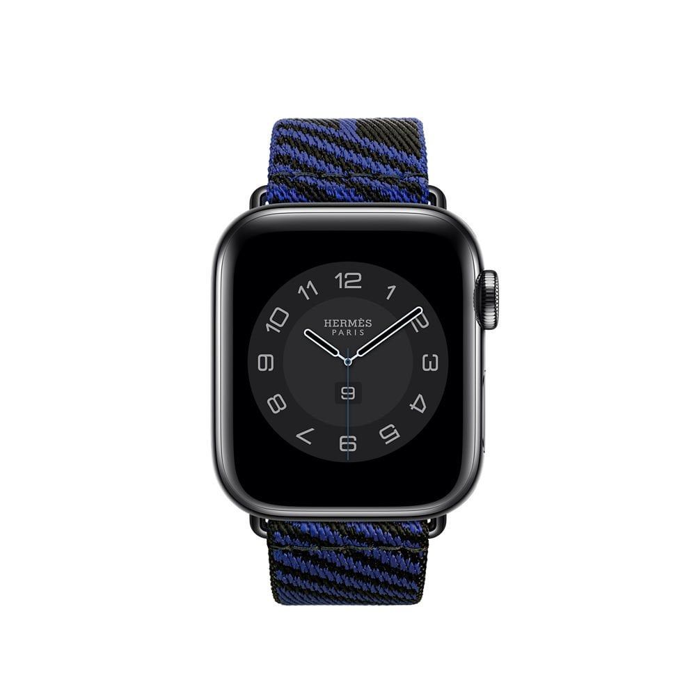 Apple Watch 38-40-41mm Hermes Örgü Dokuma Kordon Siyah - Lacivert