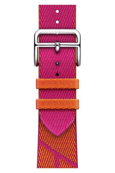 Apple Watch 38-40-41mm Hermes Örgü Dokuma Kordon Turuncu - Pembe