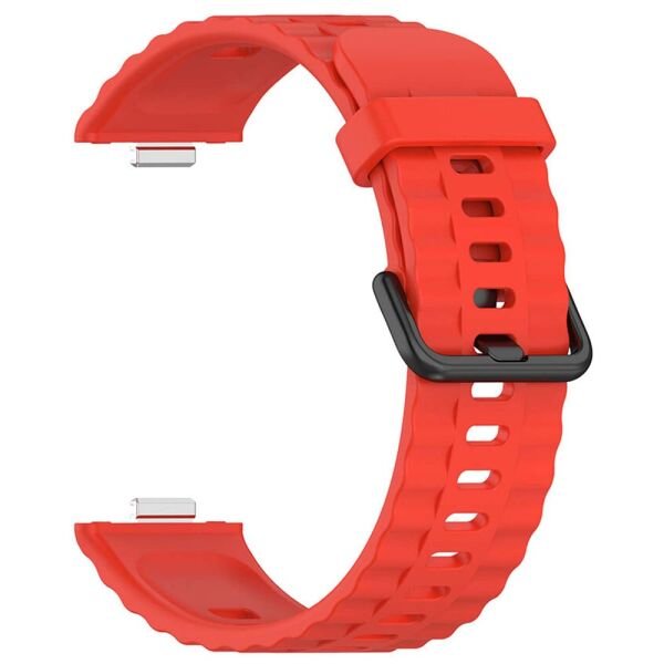 Huawei Fit4 PRO /Fit4 / Fit3 Official Siyah Tokalı Silikon Kordon Kırmızı