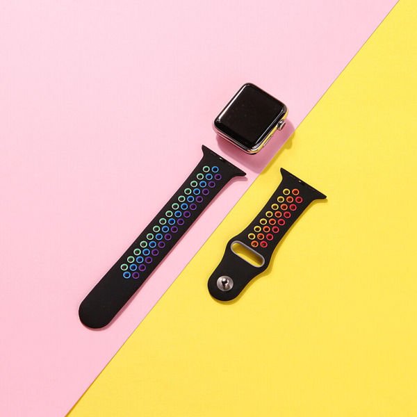 Apple Watch 49-45-44-42mm Rainbow Nike Delikli Silikon Kordon