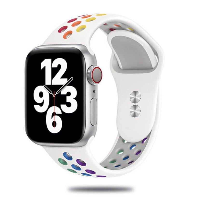 Apple Watch 49-45-44-42mm Rainbow Nike Delikli Silikon Kordon
