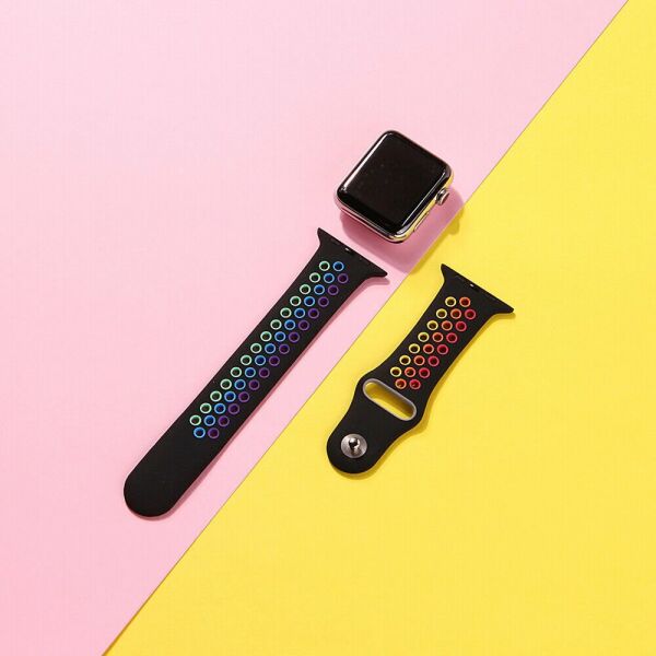 Apple Watch 38-40-41mm Rainbow Nike Delikli Silikon Kordon