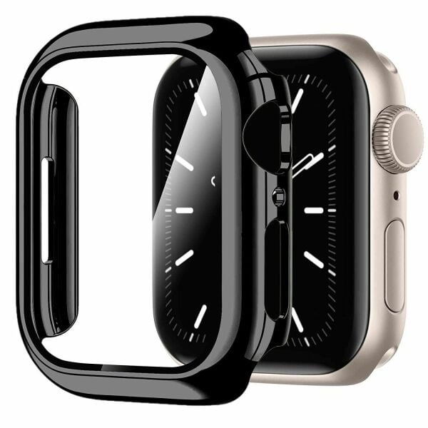 Apple Watch 38mm Shine Case Parlak Kasa Ekran Koruyucu Siyah