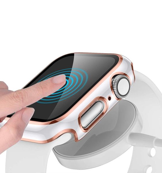 Apple Watch 41mm Gold Case Parlak Gold Çizgili Ekran Koruyucu Kasa