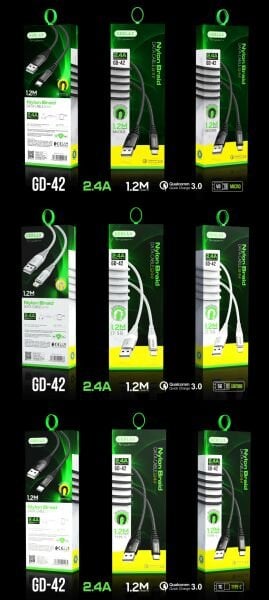 Gerlax G42 Hasır 2.4A Hızlı Usb Şarj Kablosu