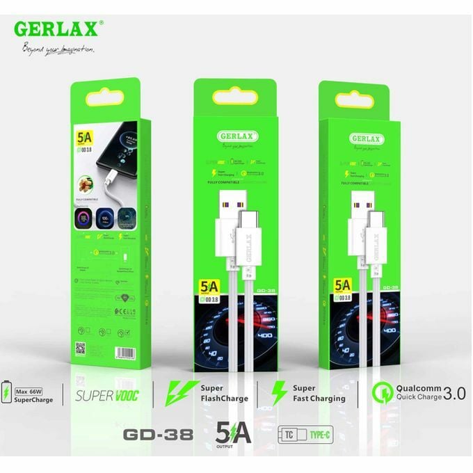 Gerlax Type-C 5A QC 3.0 Süper Charge Ultra Hızlı Usb Şarj Kablosu