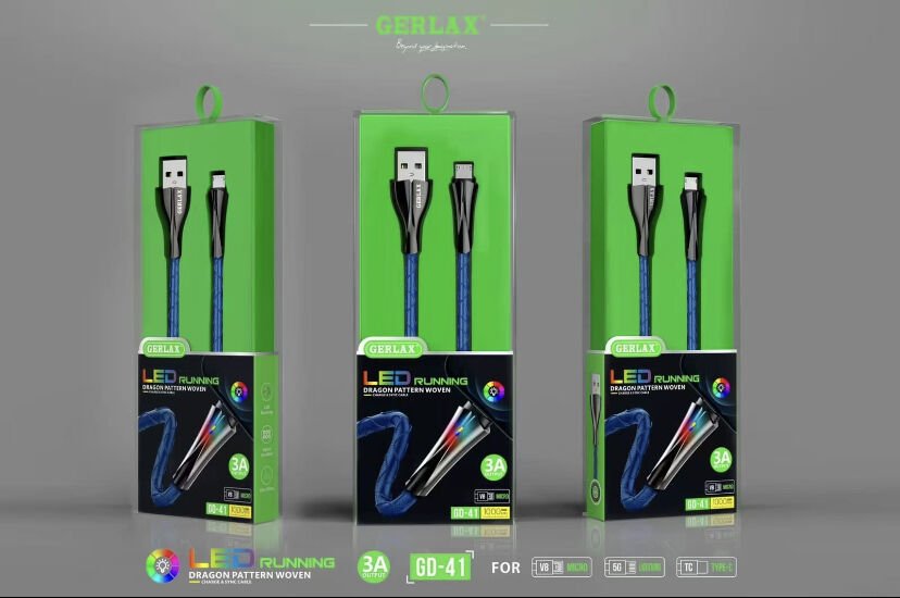 Gerlax G41 Metal Uç 3A Hızlı Usb Şarj Kablosu