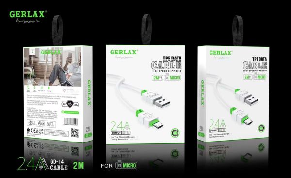 Gerlax G14 2 Metre 2.4A Hızlı Şarj Kablosu