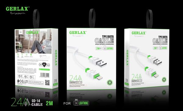 Gerlax G14 2 Metre 2.4A Hızlı Şarj Kablosu