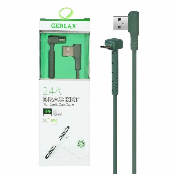 Gerlax G23 Stand Olabilen Usb Hızlı Şarj Kablosu 2.4A Haki Yeşil