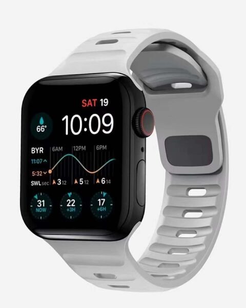 Apple Watch 49-45-44-42 mm Nomad Silikon Kordon Gri